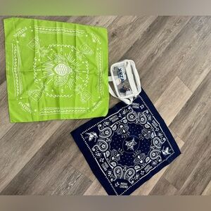 Green and Navy Bandana Set with Clear Pouch